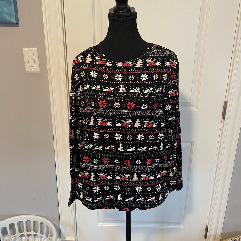 Ricki's Black and Red Holiday Long Sleeve Tee